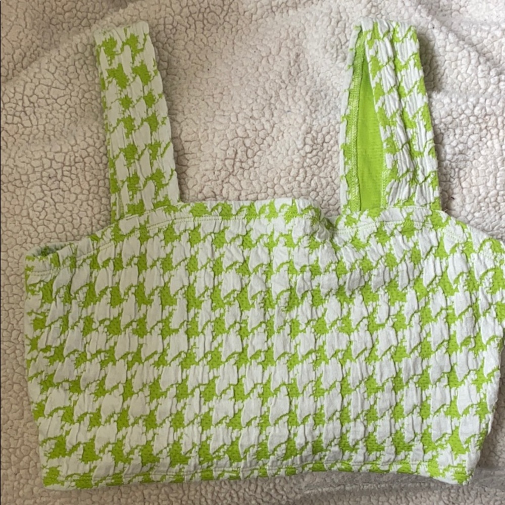UO lime green checkered crop top